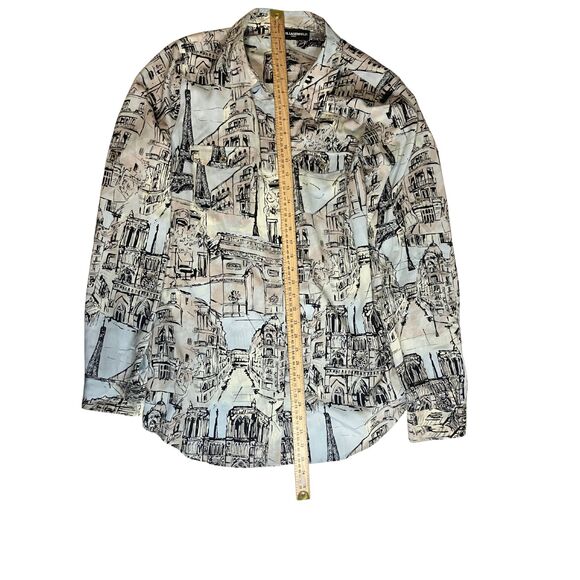 Karl Lagerfeld Paris Parisian Landmarks Print Blouse Size L - Picture 4 of 9